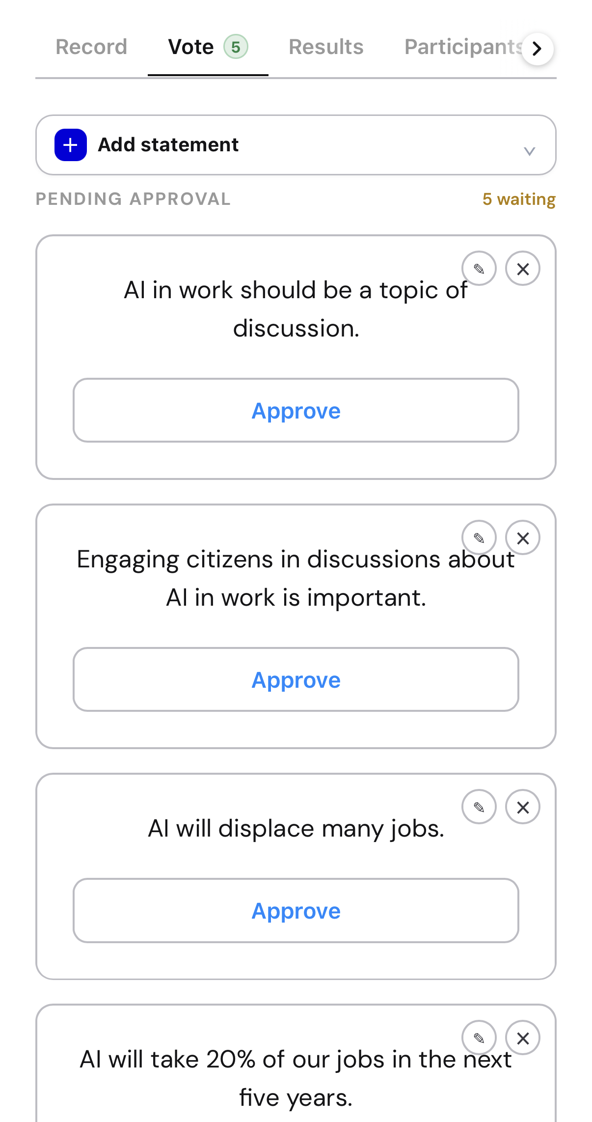(c) Moderator reviews AI-extracted propositions